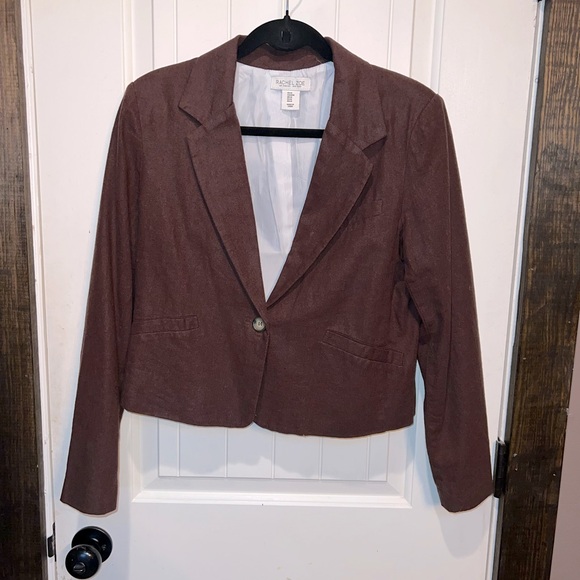 Rachel Zoe Women's Chocolate Brown Linen Blend Blazer - Picture 1 of 4